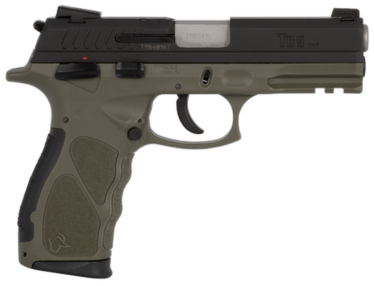 Taurus TH9C 9mm, 3.54" Barrel, Polymer Frame, Black/OD Green Finish, 17Rd, 2 Magazines