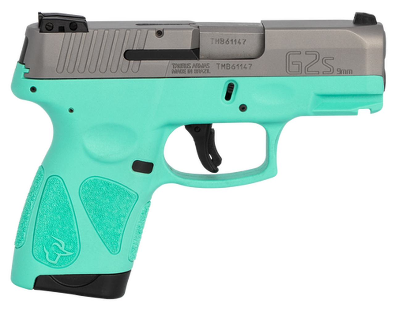 Taurus G2S, 9mm, 3.26" Barrel, 7rd, Stainless Slide, Cyan
