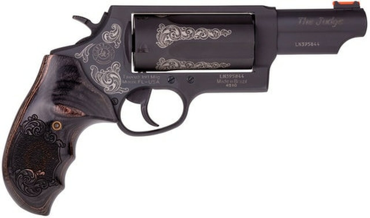 Taurus Judge, .45 LC / .410 Ga, 3" Barrel, 5rd, Black /W Engraved Scrolling