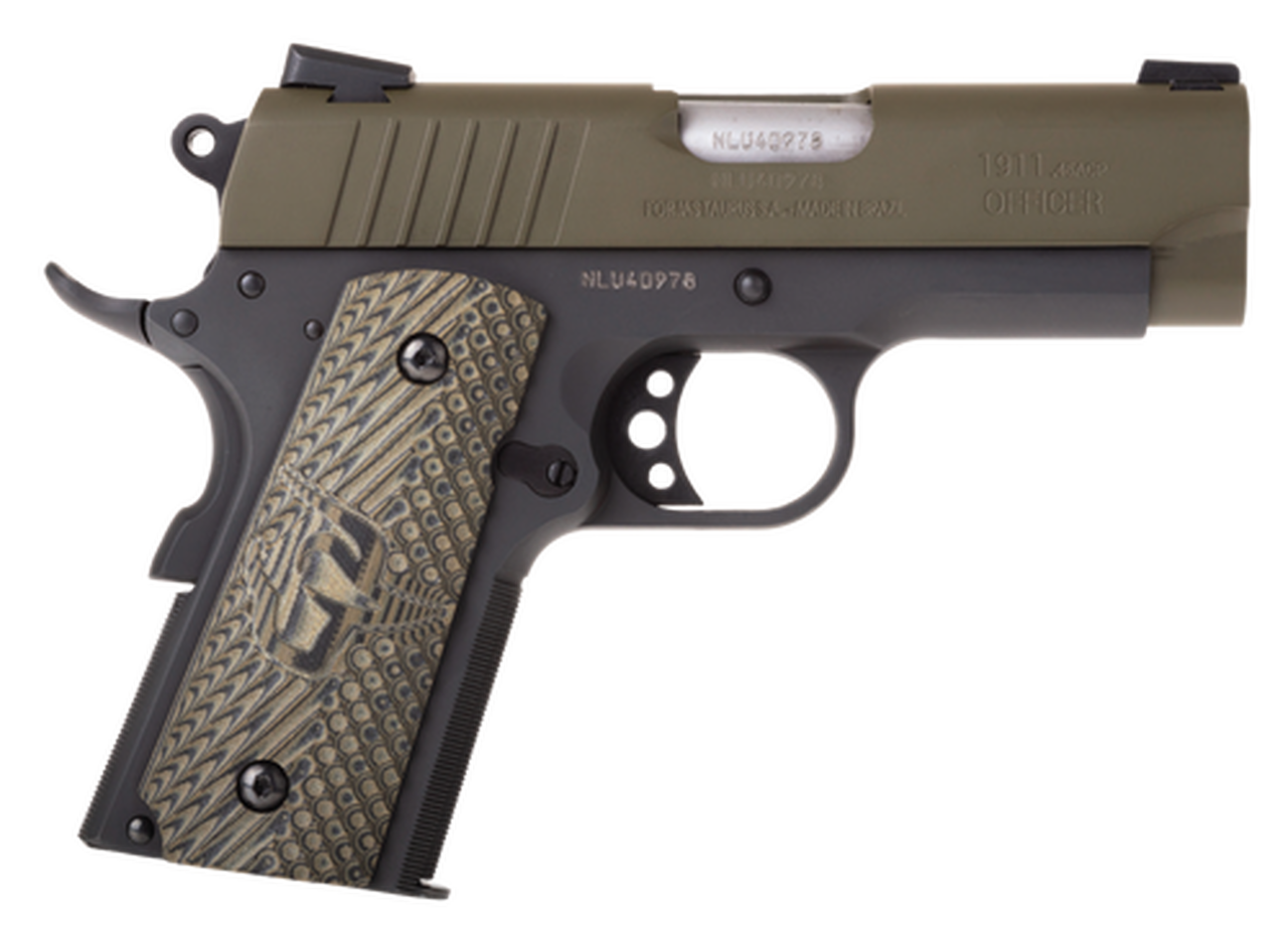 Taurus 1911 Officer, .45 ACP, 3.5" Barrel, 6rd, Green Slide, Black