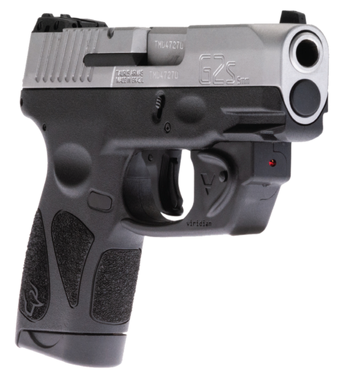 Taurus G2S Viridian Laser 9mm, 3.25" Barrel, Black Grip and Frame, Stainless Steel Slide, 7rd
