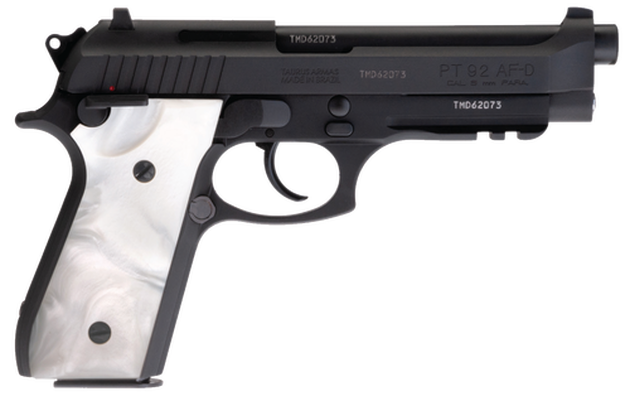 Taurus PT92 Full Size, 9mm, 5" Barrel, Steel Frame, Black, Pearl Grips, 17Rd, 2 Magazines