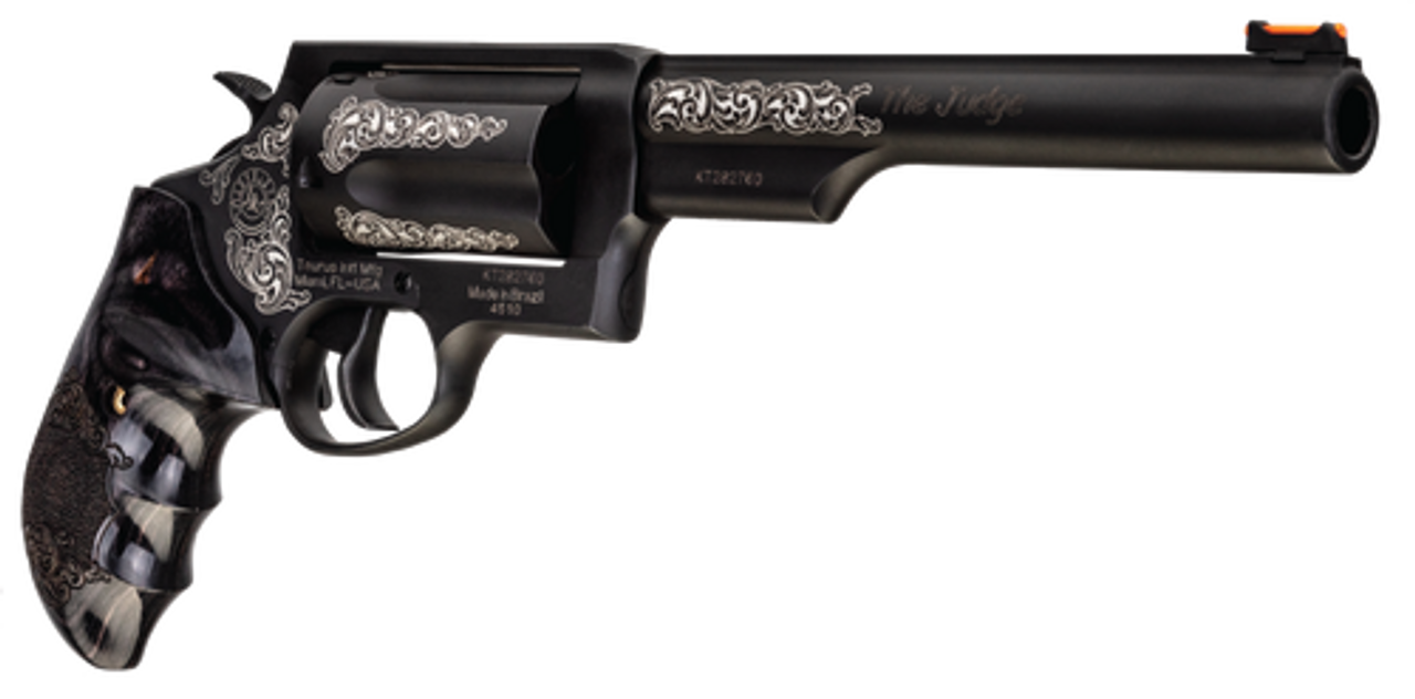 Taurus Judge Engraved 410 Ga/45 Colt, 6.5" Barrel, Dymondwood Grip Black, 5rd