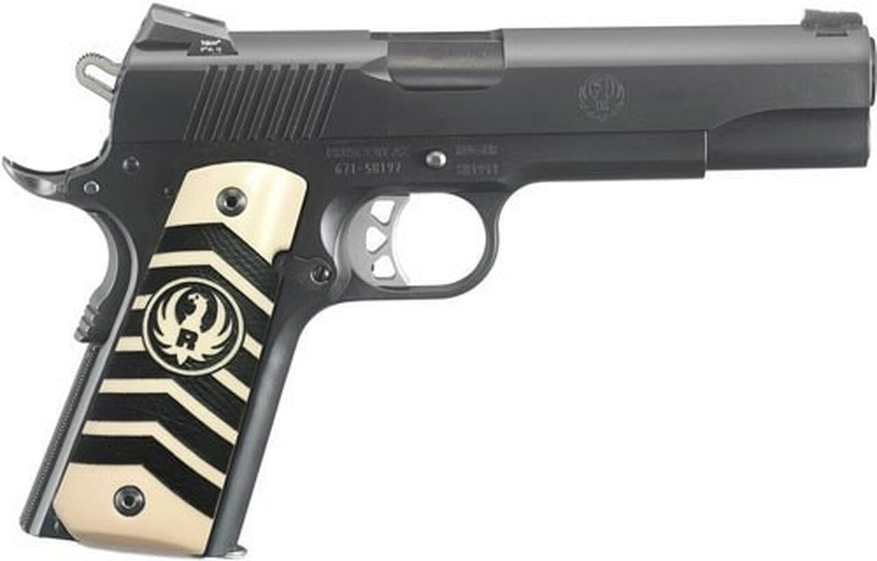 Ruger SR1911 Govt 10MM 5" Barrel Night Sights, Ivorylite/Chevron Grips 8rd Mag