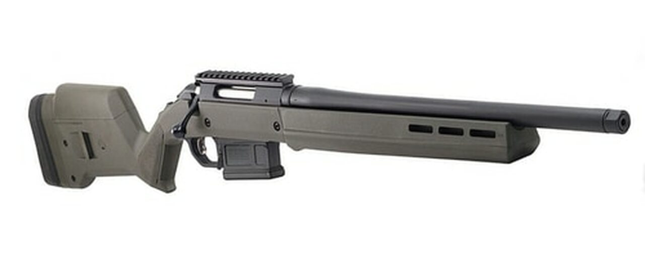 Ruger American Magpul Hunter, 6.5 Creedmoor, 18" Barrel, 5rd, Optics Ready, OD Green 5rd Mag
