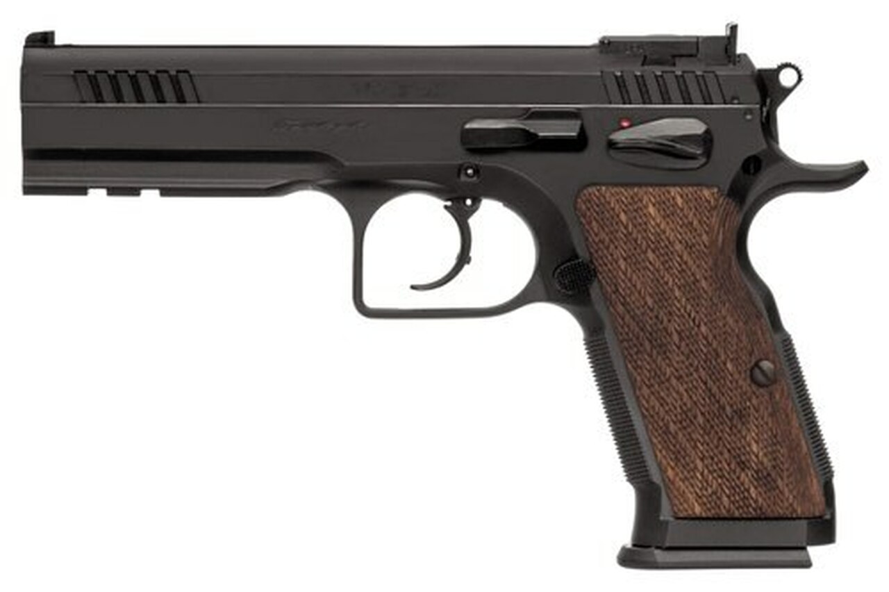 EAA Witness Elite Stock 3, .38 Super, 4.75", 17rd, Checkered Walnut Grips, Black