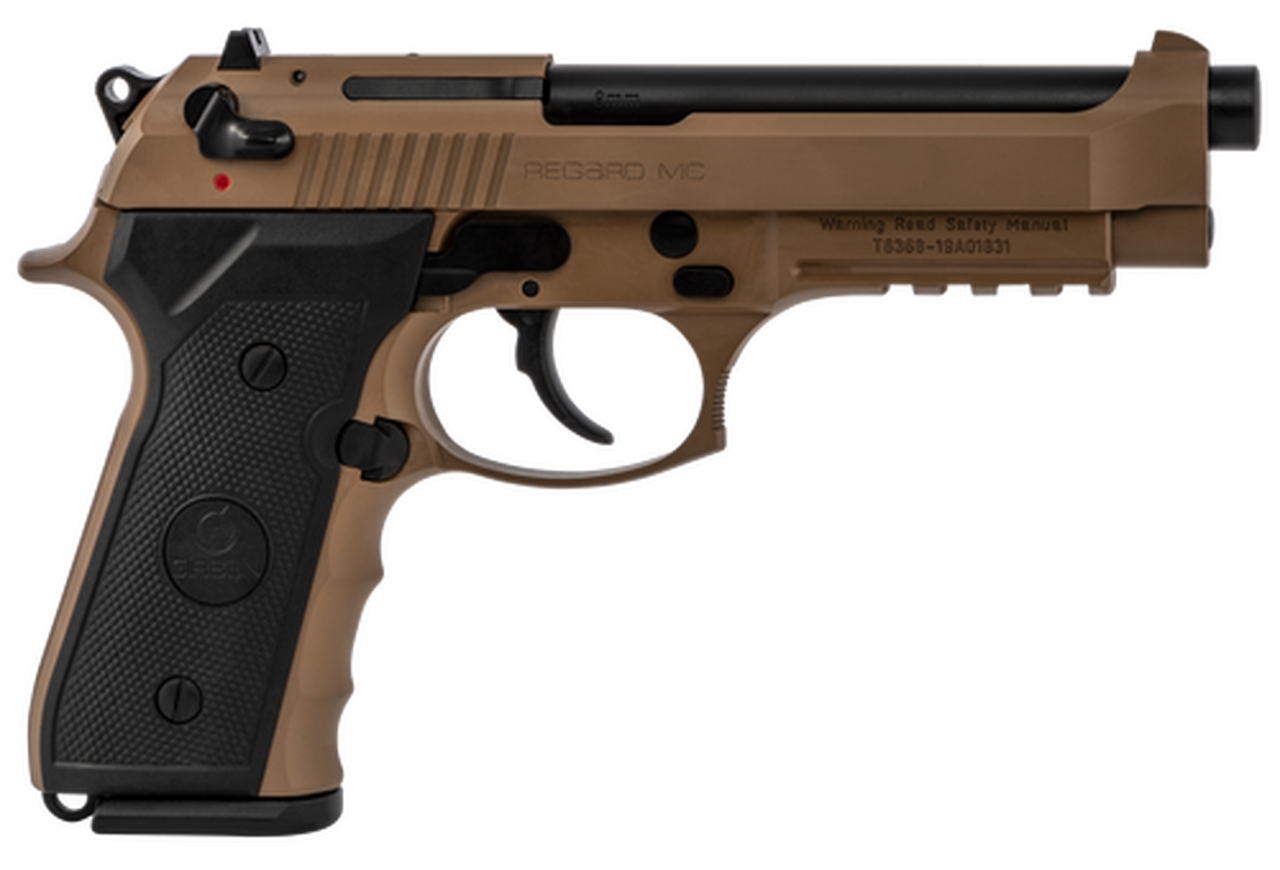 Girsan REGARD MC, 92 DA/SA, Full Size, 9mm, 4.9" Barrel, Alloy Frame, Flat Dark Earth Color, 18Rd, Ambidextrous Safety/Decocker, Fixed Sights, 18Rd