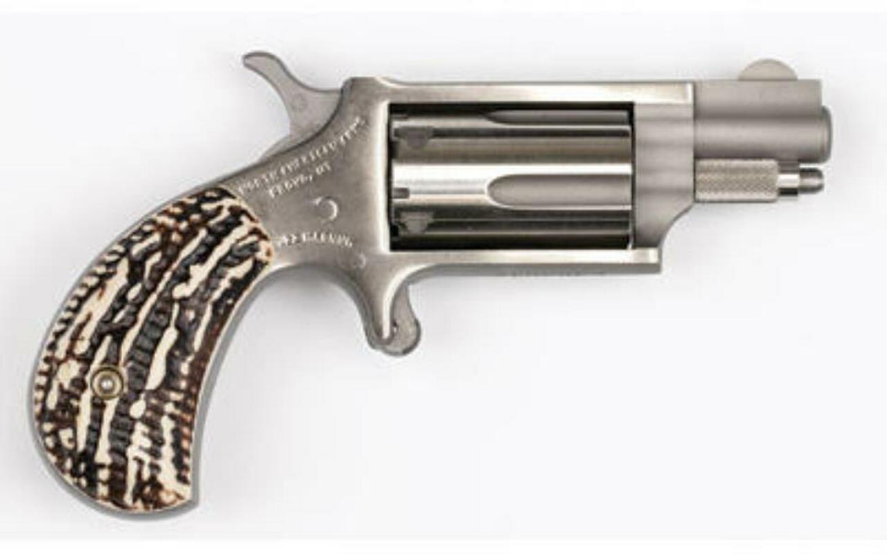North American Arms NAA, Mini Revolver 22WMR, 1.125" Barrel, SS Stag Grips, 5Rd