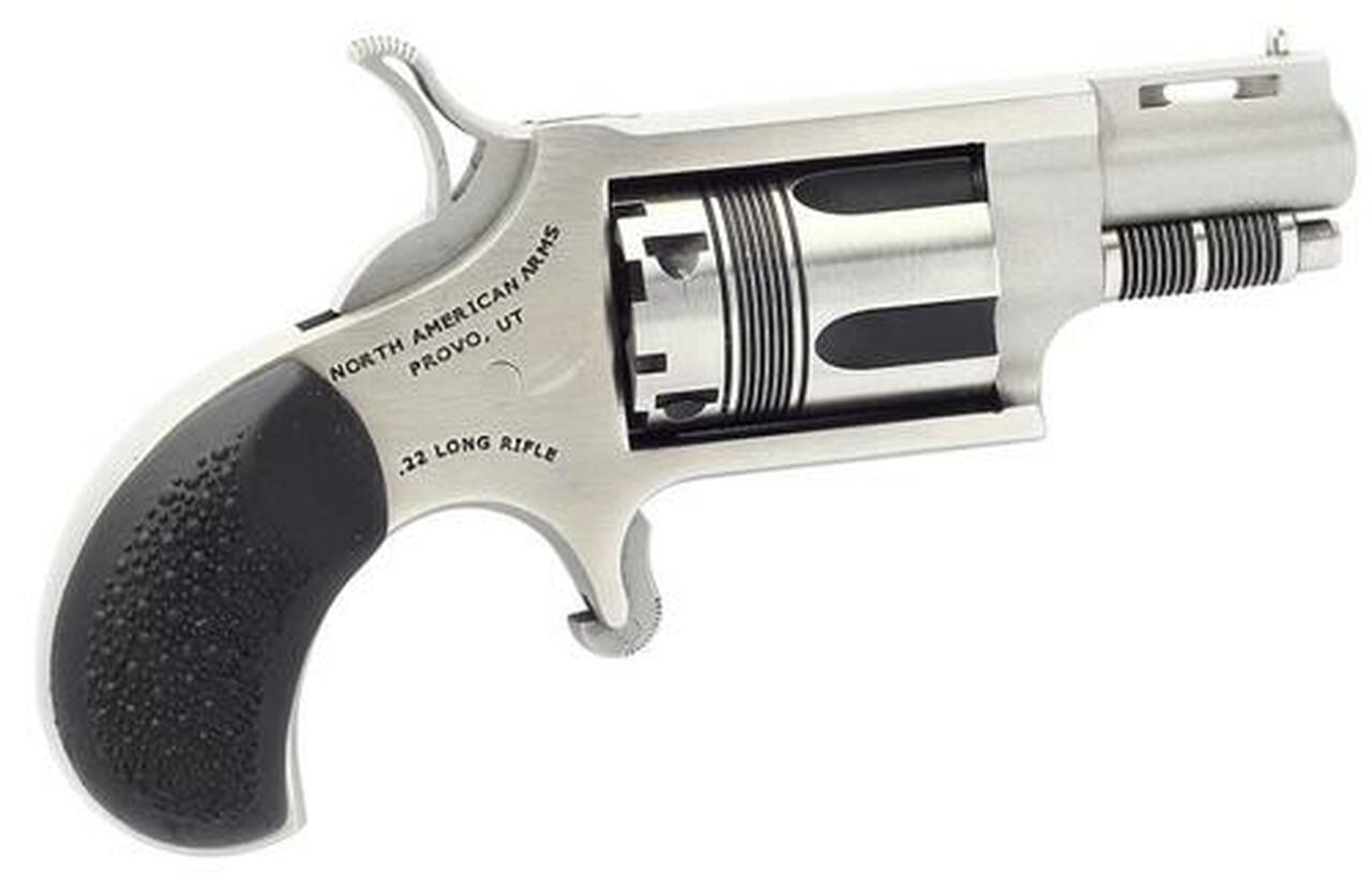 North American Arms NAA Wasp, 22LR, 1.125", 5rd, Black Rubber Grip, SS