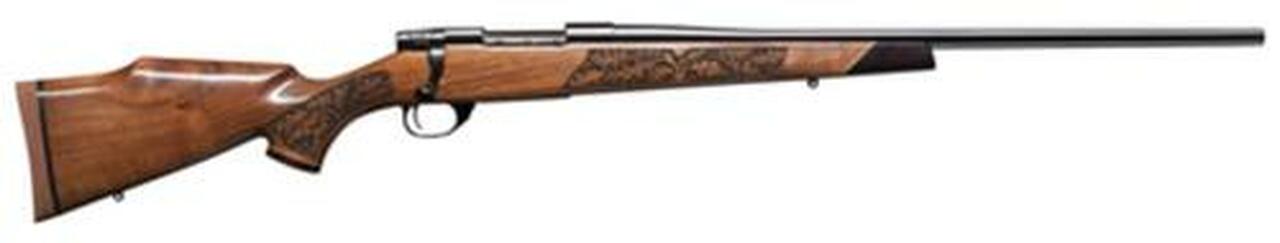 Weatherby Vanguard Lazerguard, .257 Wby Mag, 24", Blued, Laser Carved Walnut Stock