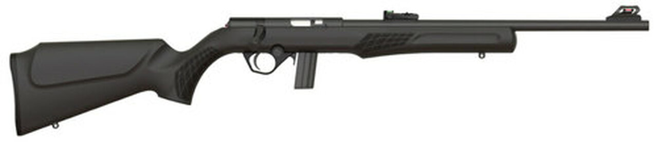 Rossi RB22 22LR, 18" Barrel, Black, Synthetic Stock, 10Rd, Adjustable Fiber Optic Sights