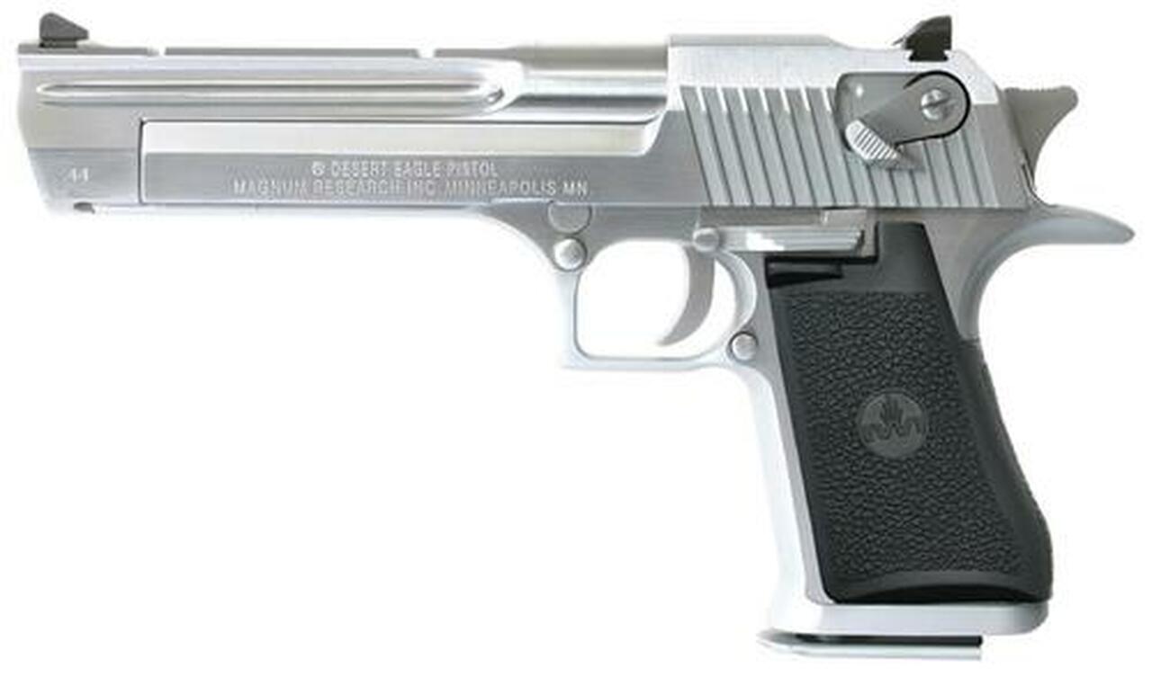 MRI Desert Eagle *CA Appr* 44 Mag 6" Barrel, Black Grip Brushed Chrome, 8rd