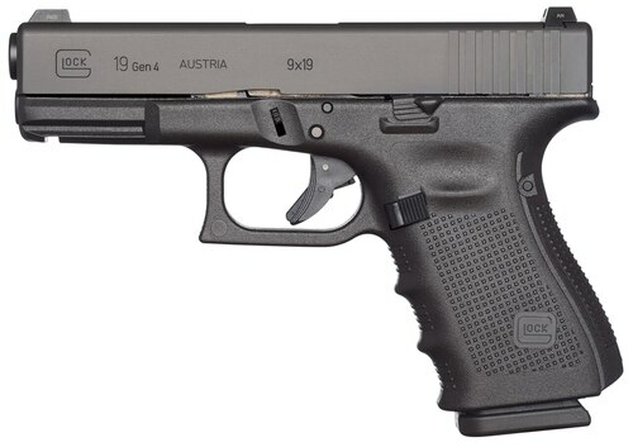 Glock 19 GEN4 Compact 9mm, 4" Barrel, Polymer, Matte, Fixed Sights, 10rd