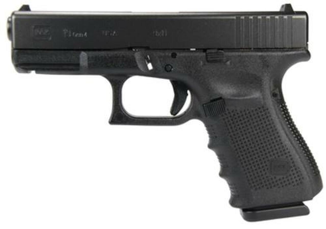 Glock, 19 Gen 4, Safe Action, Compact, 9mm, 4.02" Barrel, Polymer Frame, Matte Finish, Fixed Sights, 15Rd, 3 Magazines