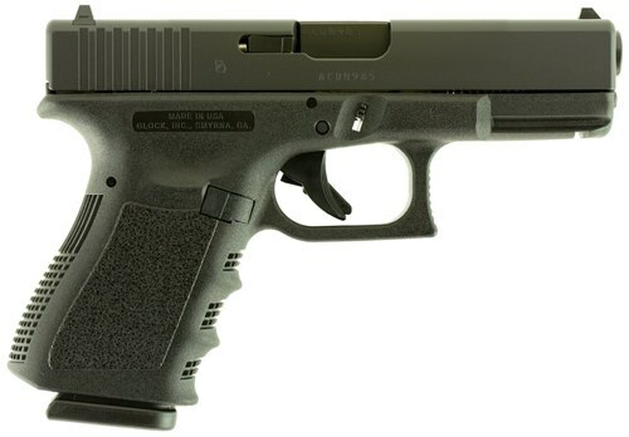 Glock, 19, Double Action Only, Compact, 9mm, 4.02" Barrel, Polymer Fame, Matte Finish, Fixed Sights, 10Rd, 2 Magazines