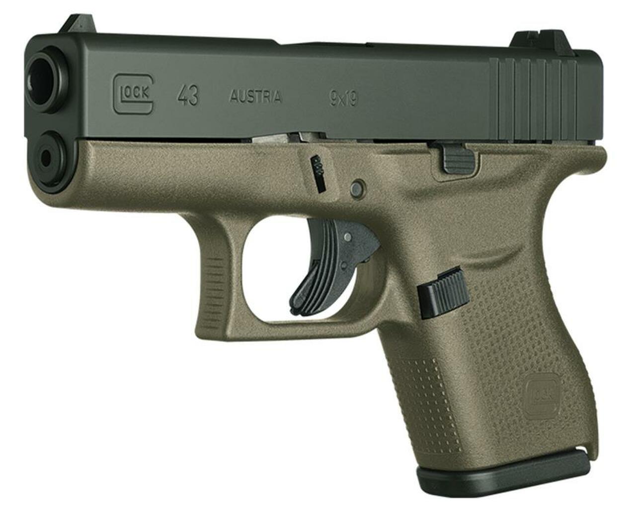 Glock 43, 9mm, 3.39" Barrel, 6rd, Fixed Sights, OD Green