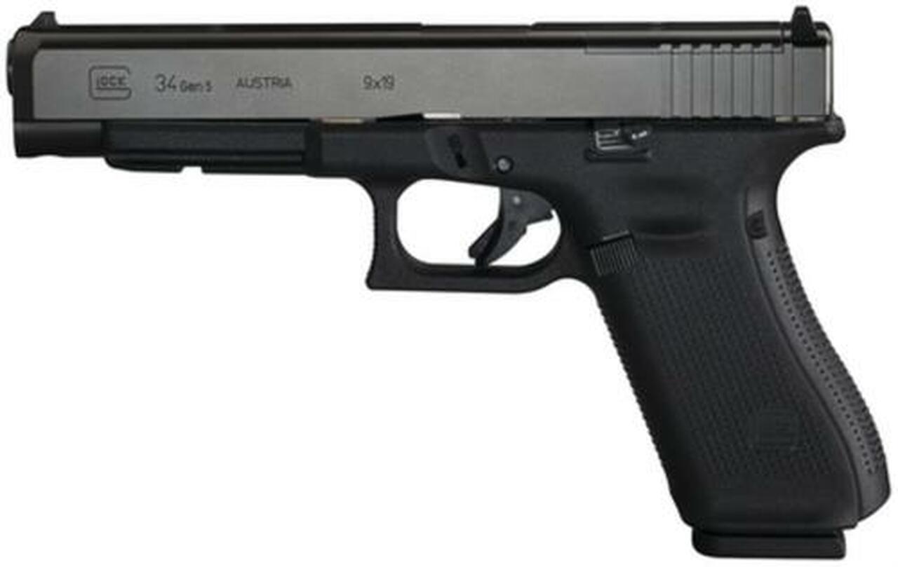 Glock G34 Gen5 MOS (Modular Optics System), 5.3", 10rd, Adjustable Sights, Black