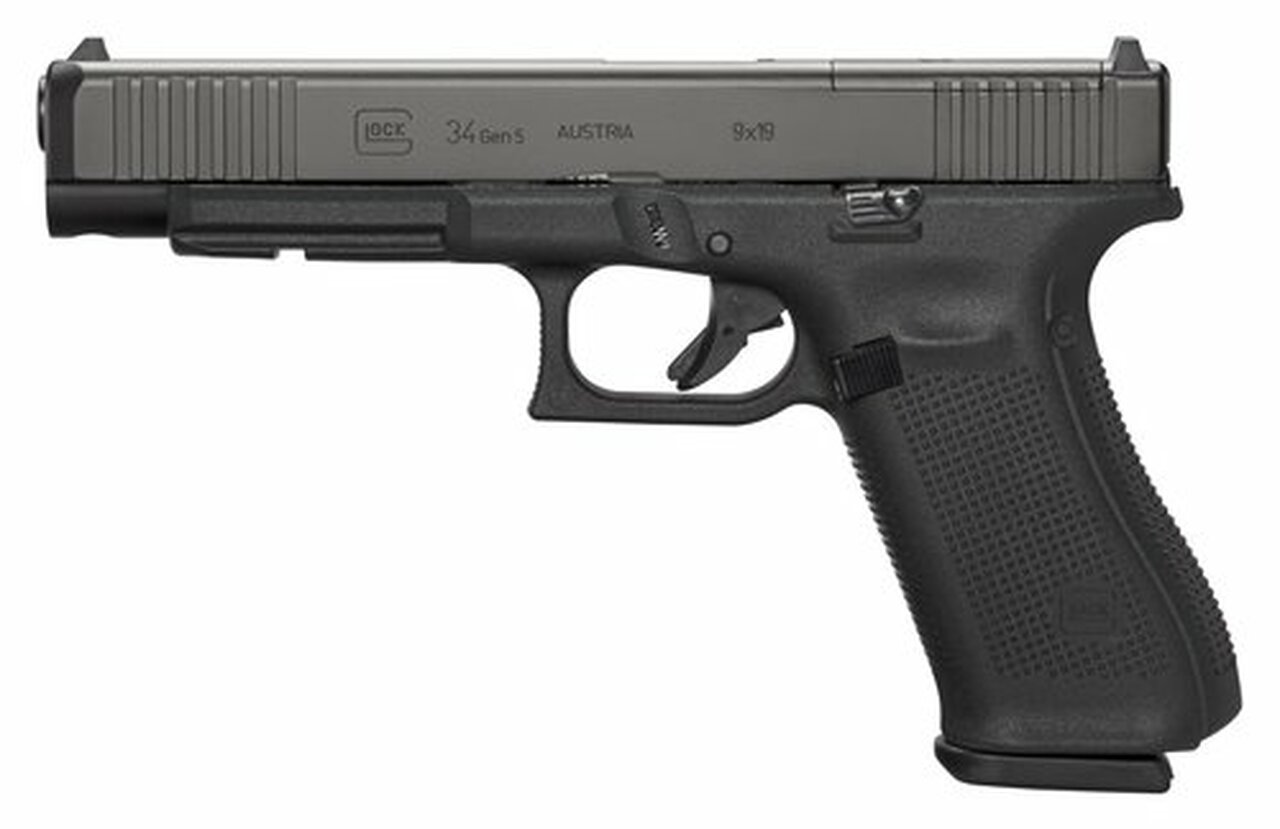 Glock G34 9mm Gen 5 MOS, 5.3", 17rd, Adjustable Sights, Front Serrations