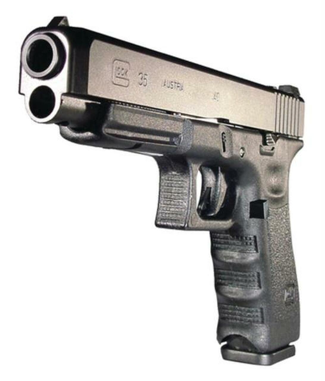 Glock, 35, Safe Action, Longslide Size Pistol, 40S&amp;W, 5.32" Barrel, Polymer Frame, Matte Finish, Adjustable Sights, 15Rd, Prac/Tac, 2 Magazines, Glock OEM Rail, Right Hand