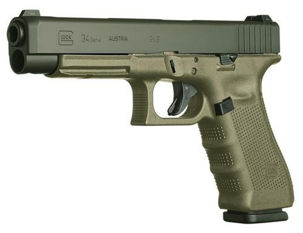 Glock G34 G3 9mm, 5.31", 10rd, OD Green Frame, Black Slide