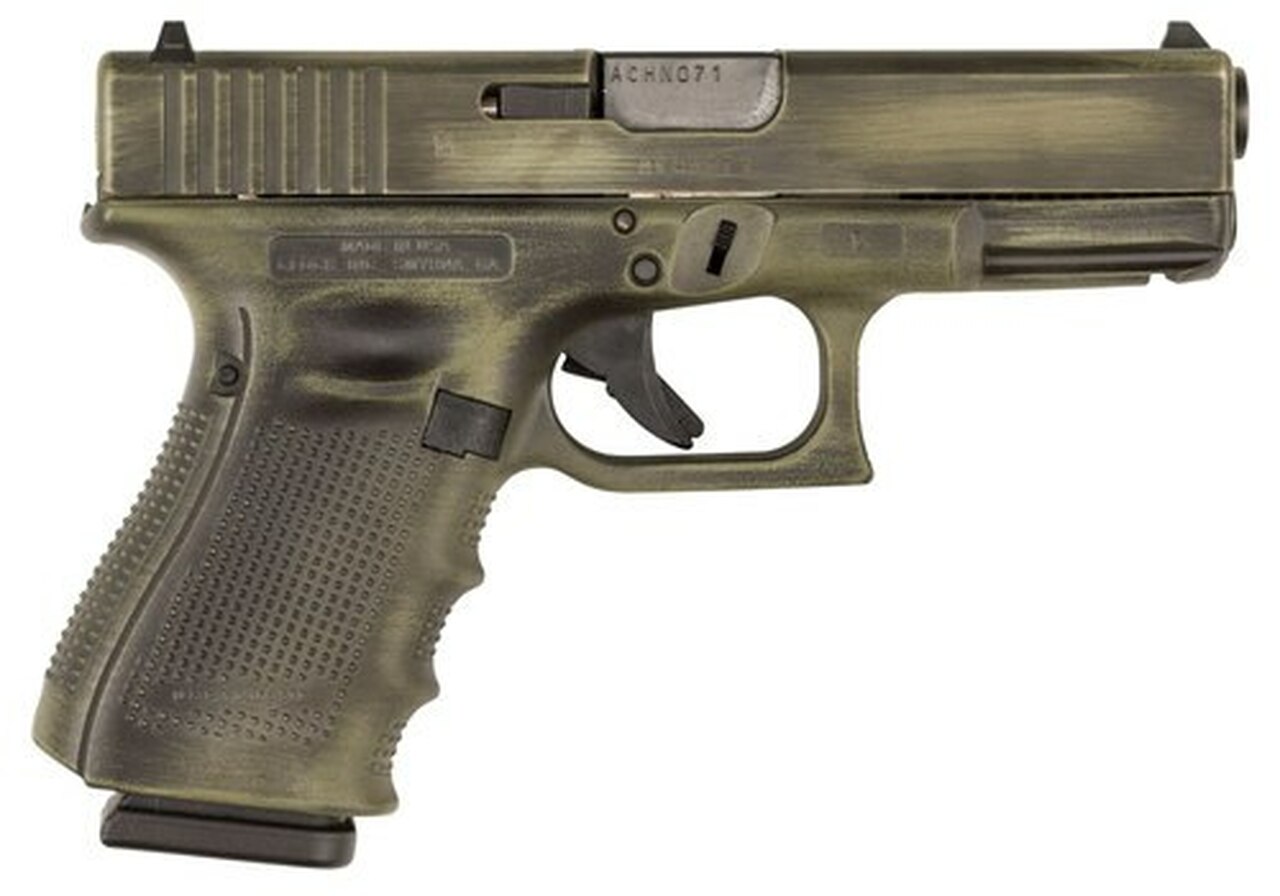 Glock G17 Gen4 Double 9mm, 4.48" Barrel ,OD Green Battleworn Finish, Interchangeable Grips, 17rd Mag