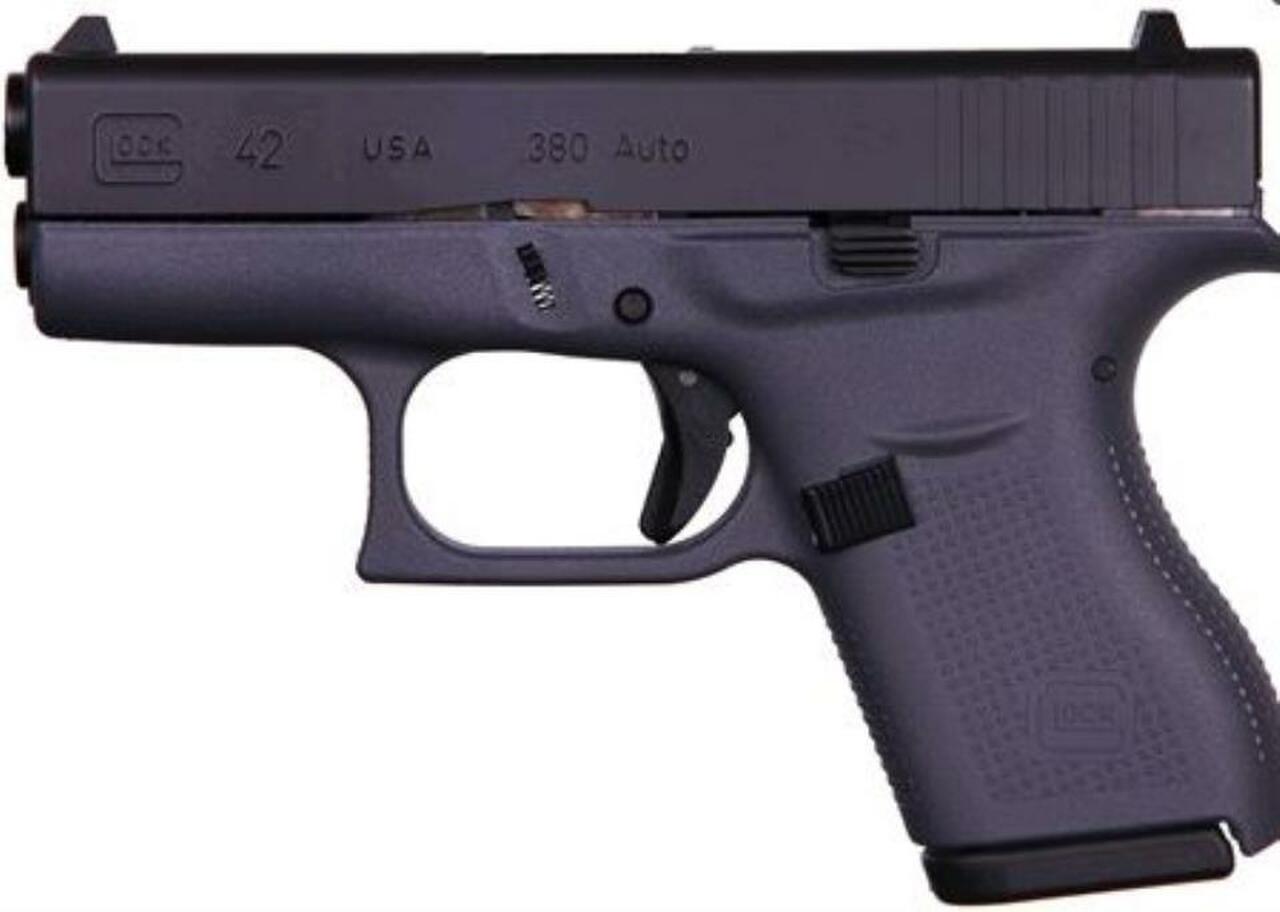 Glock G42 Gray .380ACP, 3.25" Barrel Fixed Sights, Gray 6rd Mag