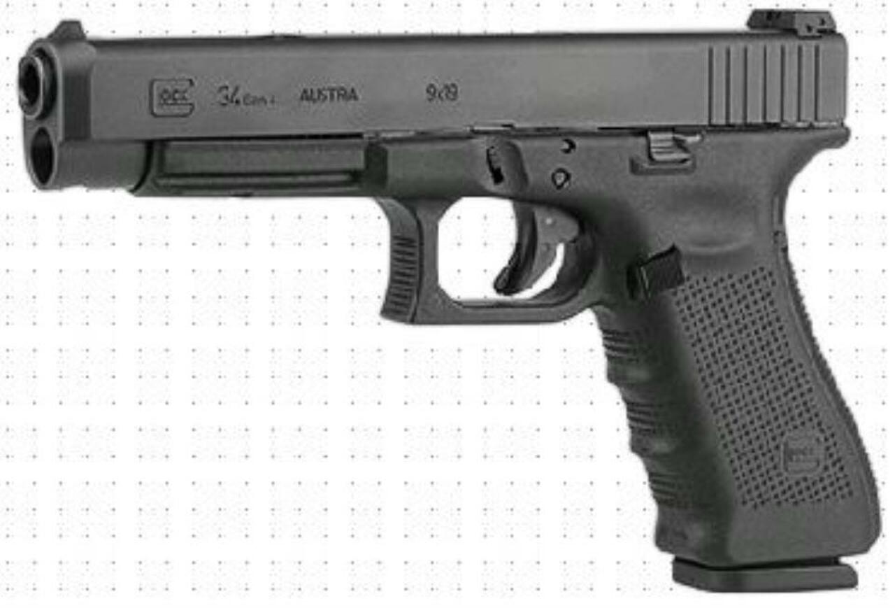 Glock 34 Gen4 9mm, 5.32" Barrel, Black Finish, Adj Sights, 17rd