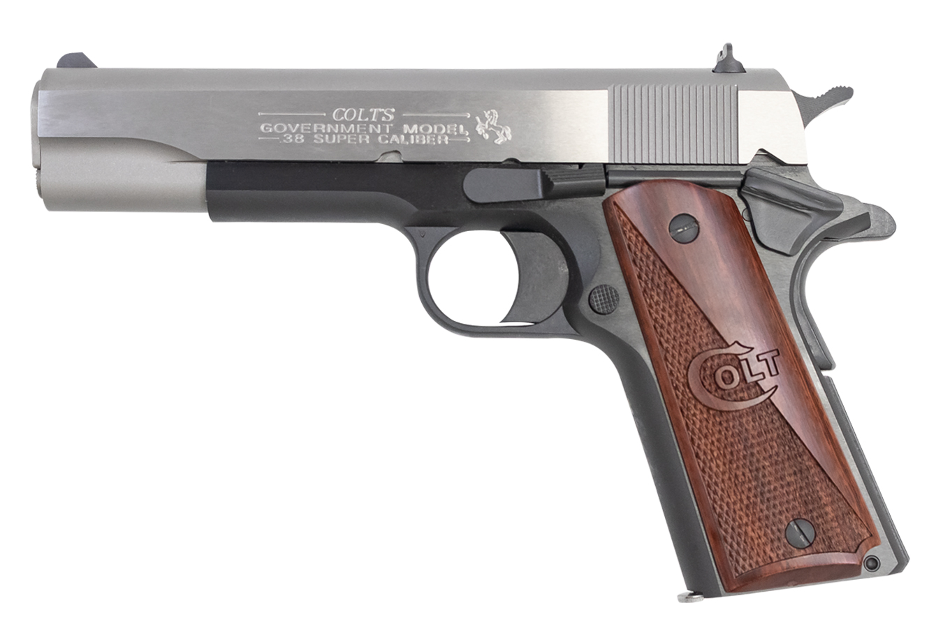 M1911A1 38 Super Full Size Bi-Tone Pistol with Rosewood Grips