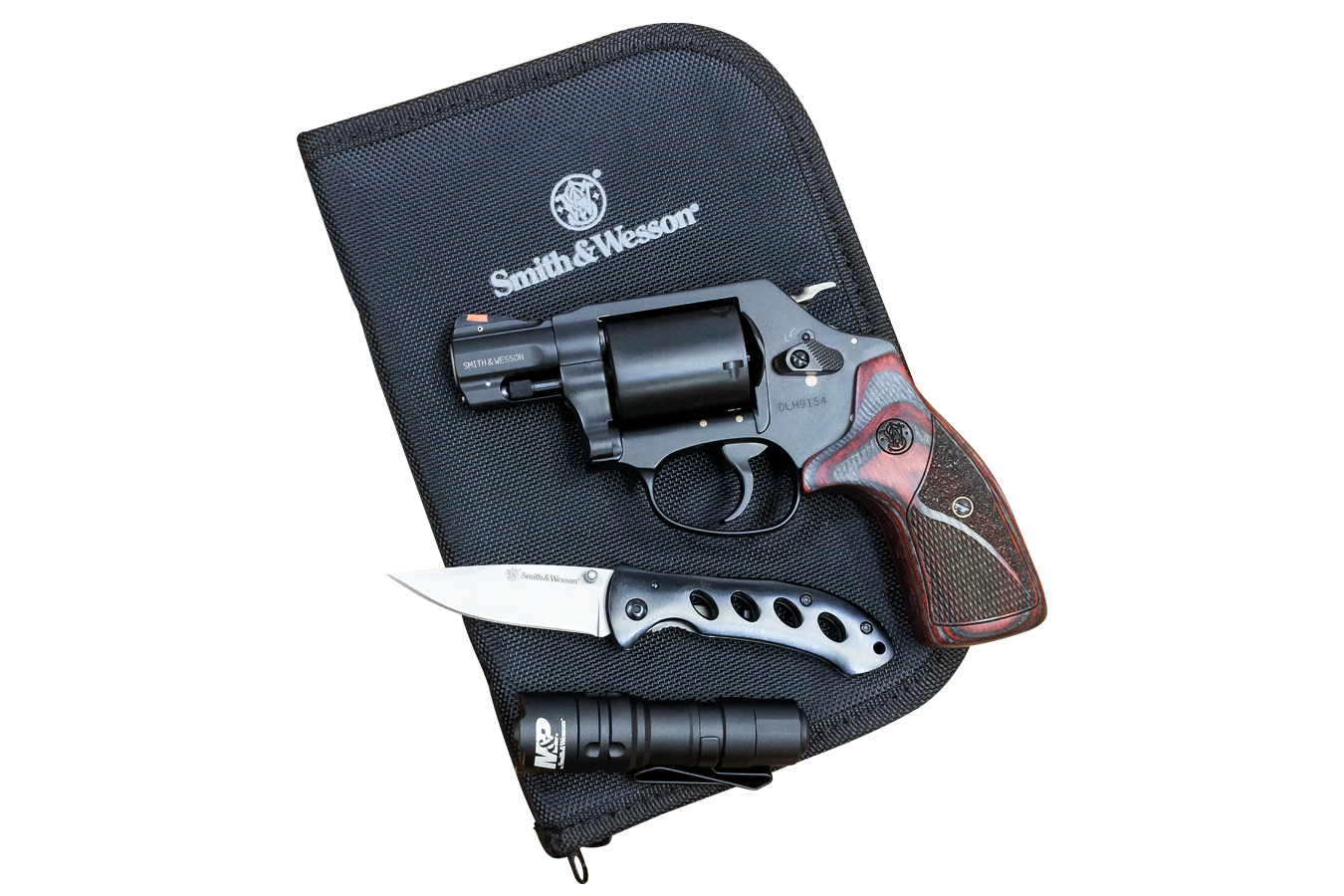 Model 360 357 Magnum Revolver EDC Kit with Charcoal/Ruby Wood Grips