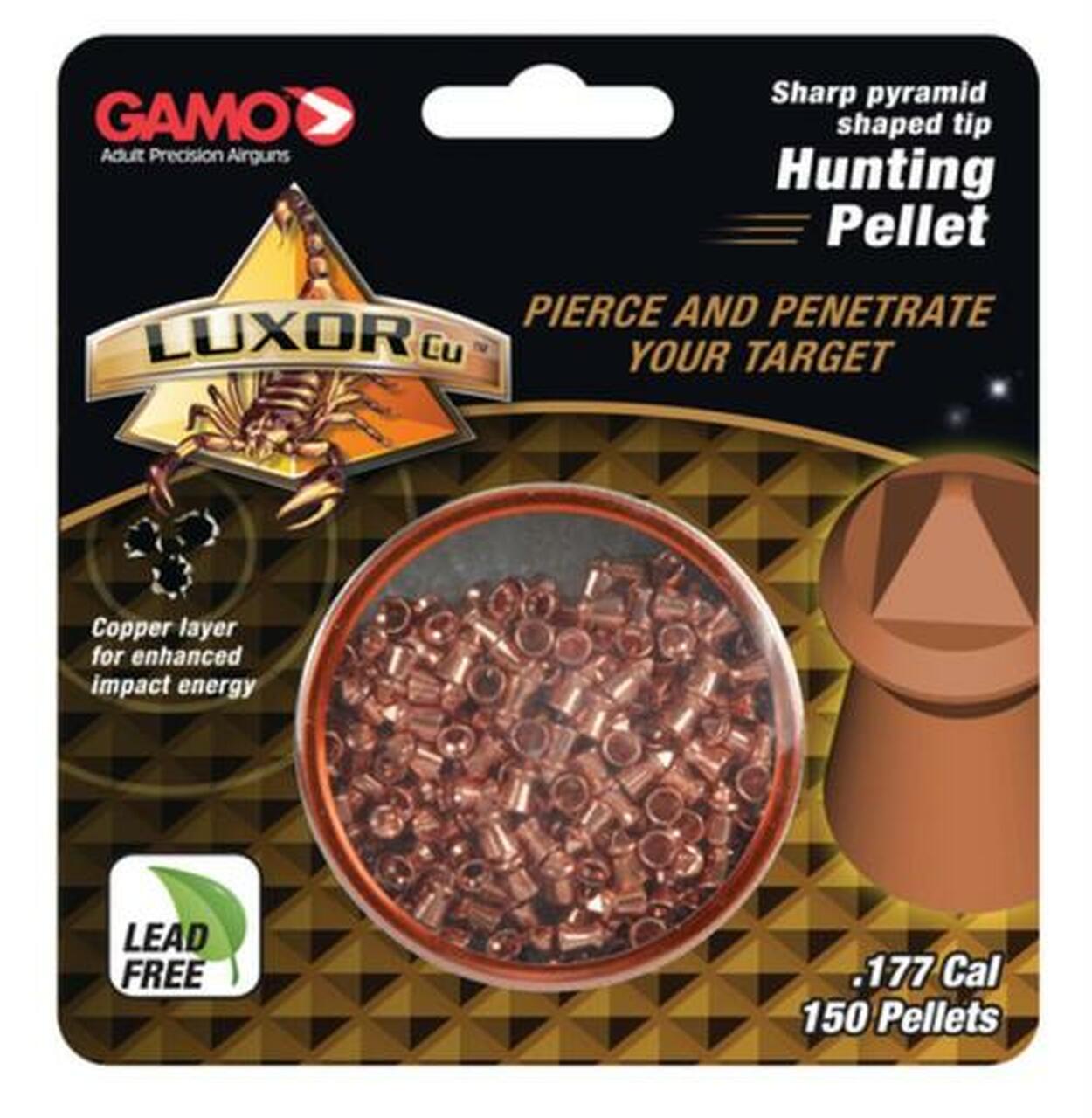 Gamo Luxor Cu Pellets 177 Sharp Pyramid Shaped Tip 150 Per Blister Pack