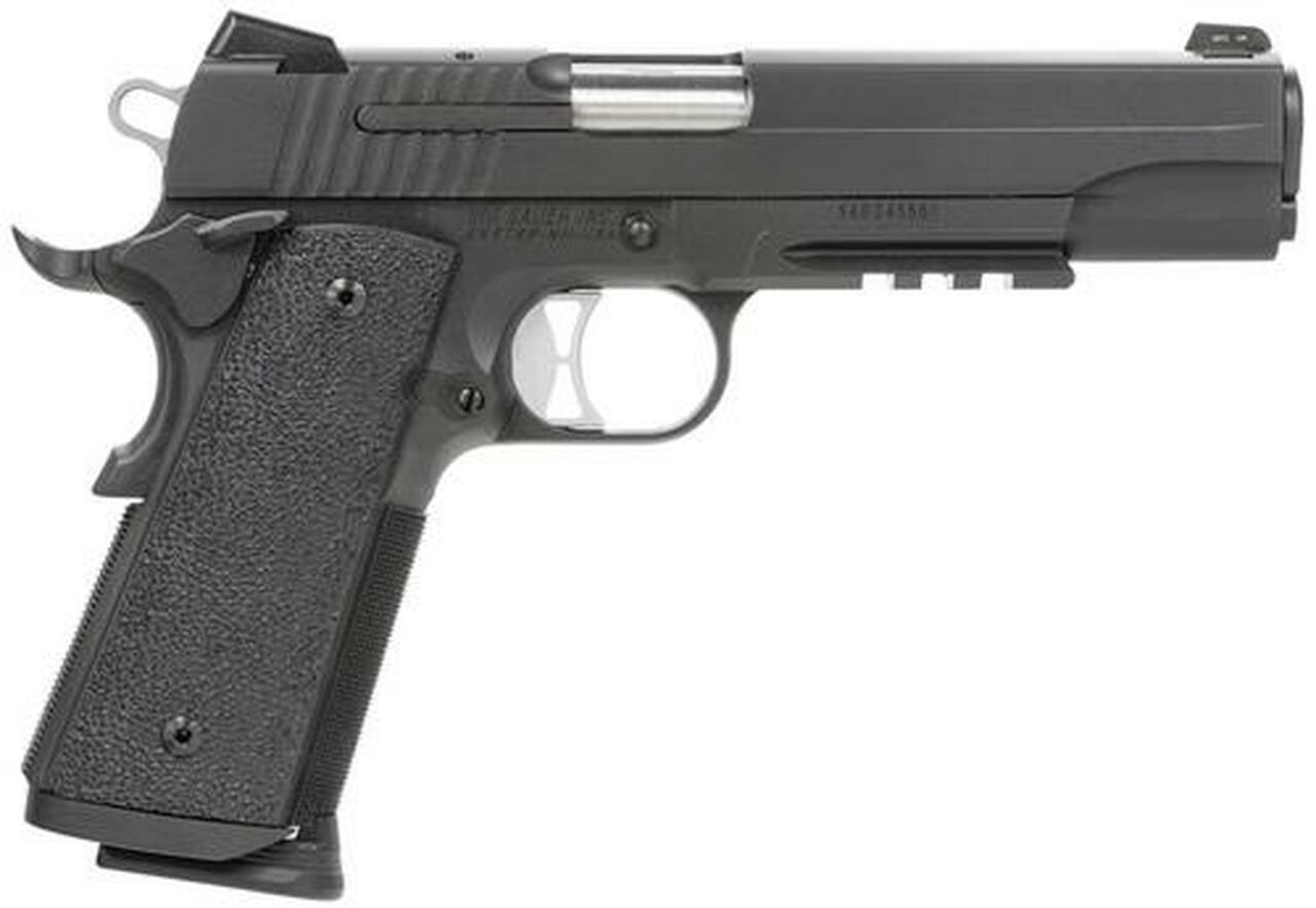 Sig 1911 45 ACP, 5" Barrel, TAC OPS Black SAO Siglite Ergo XT Grip (4) 8RD Steel MAG Rail