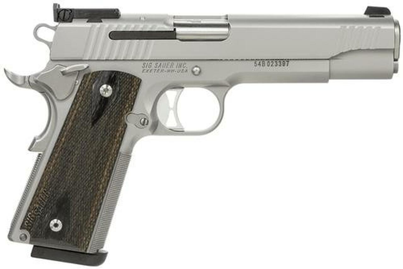SIG 1911 40 S&amp;W 5IN Match Elite Stainless Finish SAO Adjustable Sights Blackwood Grip (2) 8RD Steel MAG