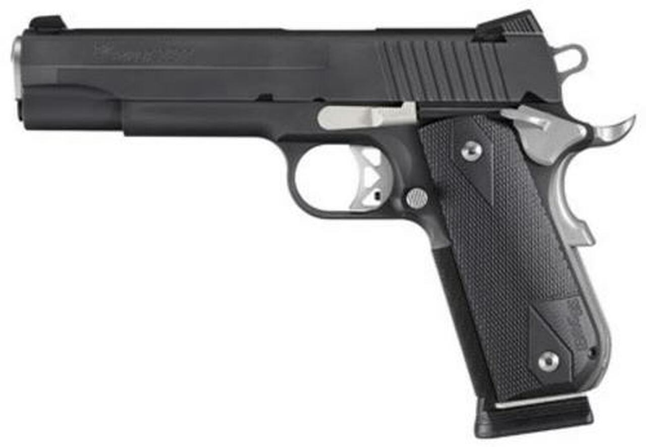 Sig 1911 45 ACP, 5" Barrel, Nightmare Black SAO Siglite Black G10 Grip (2) 8RD Steel MAG Fastback