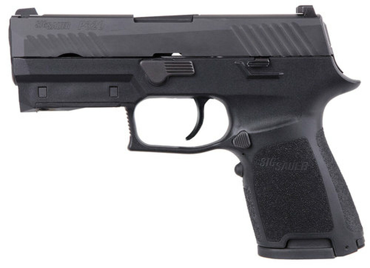 Sig P320 Compact 9mm Double, 3.9", Black, Lima320 Green Laser Grip, NS, Black SS Slide, 15rd