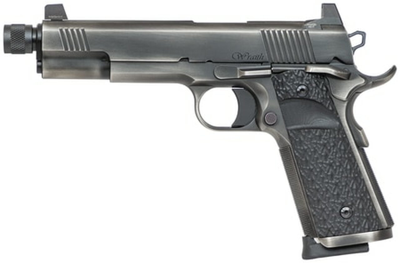 Dan Wesson Wraith 9mm 1911, 5" Threaded Barrel, Distressed Duty Slide Finish, G10 Grips, Night Sights