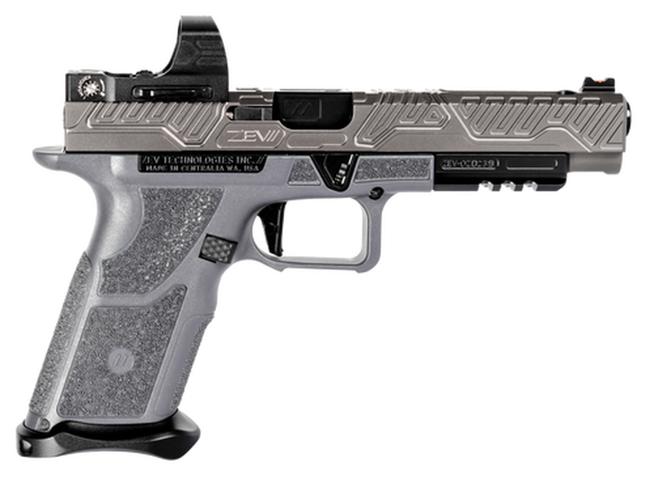 Zev Technologies O.Z-9 Competition 9mm, Single, 5" Barrel, Gray Polymer Grip, Titanium Gray Stainless Steel Slide, 17rd
