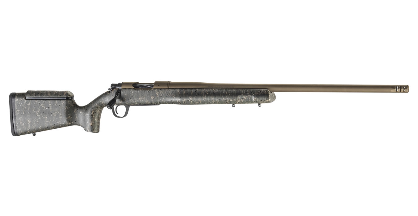 Mesa Long Range 300 PRC Bolt-Action Rifle with Green, Black and Tan Stock and Bronze Cerakote Barrel