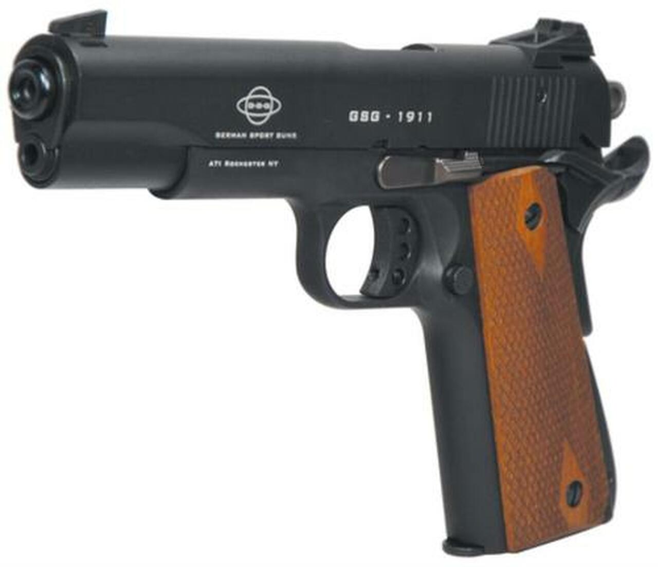American Tactical, M1911, Semi-automatic, 22 LR, 5" Barrel, Blued, Wood Grips, 10Rd, Threaded