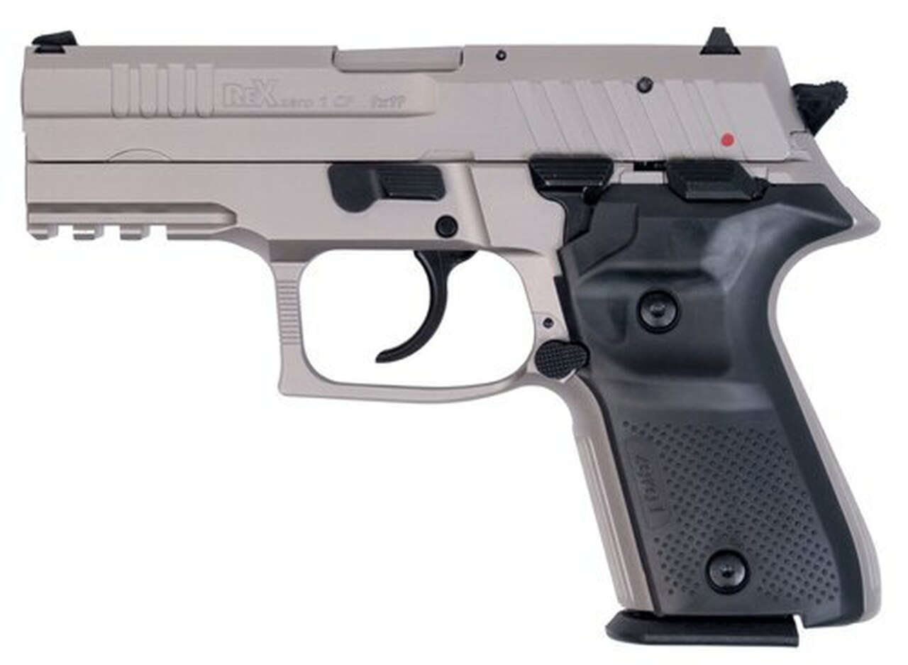 Arex Rex Zero 1 Compact Single/Double 9mm 3.85" Barrel, Black Polymer Grip Nickel Frame/Slide, 15rd