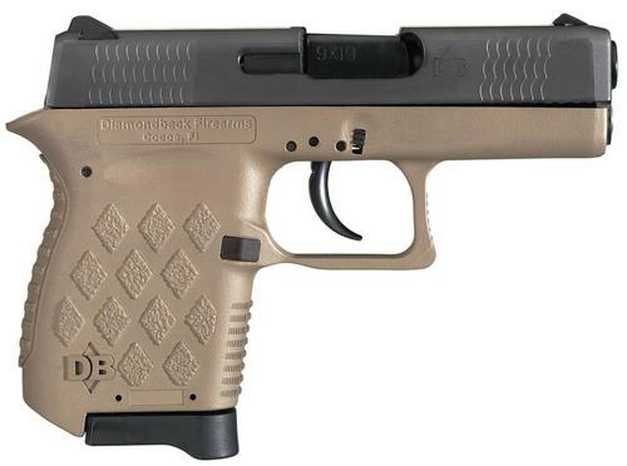 Diamondback Micro-Compact DAO 9mm 3" Barrel, Flat Dark Earth Poly Grip/Frame Black Slide, 6rd