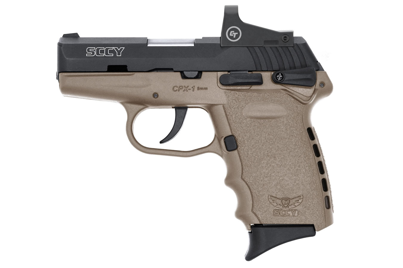 CPX-1 9mm Pistol with Dark Earth Frame and Crimson Trace Red Dot