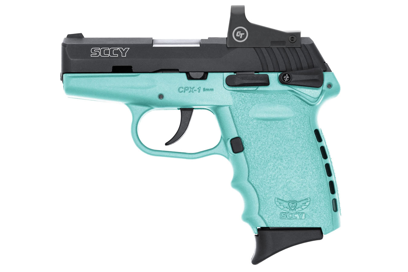 CPX-1 9mm Pistol with Blue Frame and Crimson Trace Red Dot