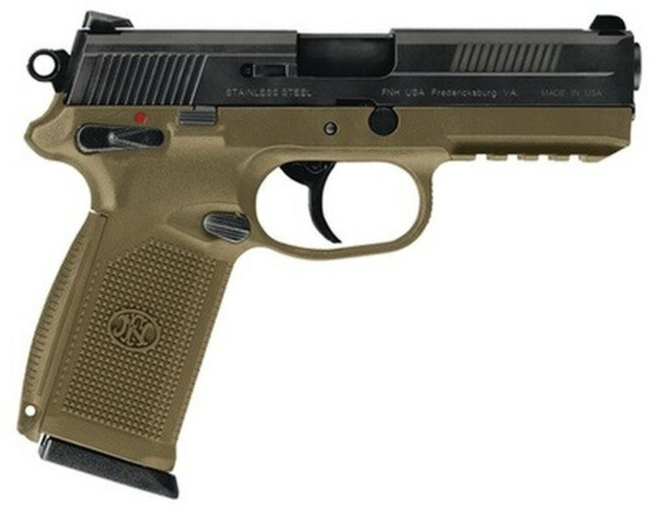 FN FNX-45 45 ACP 4.5" Flat Dark Earth, Black Slide, Combat Sights, 15 Round