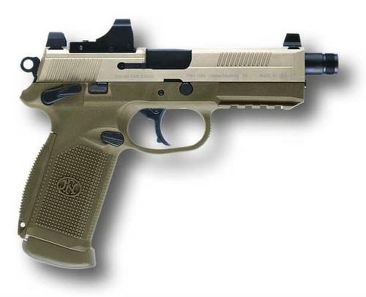 FN FNX-45 Tactical 45 ACP 5.3" Threaded Barrel Flat Dark Earth, Night Sights, 15 Round