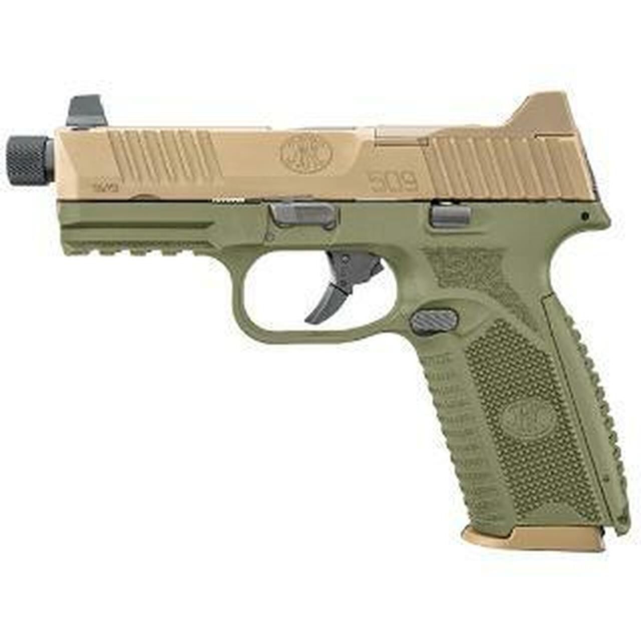 FN 509 Tactical 9mm, 4.5" Threaded Barrel, OD Green Frame, Flat Dark Earth Slide, 17 & 24rd