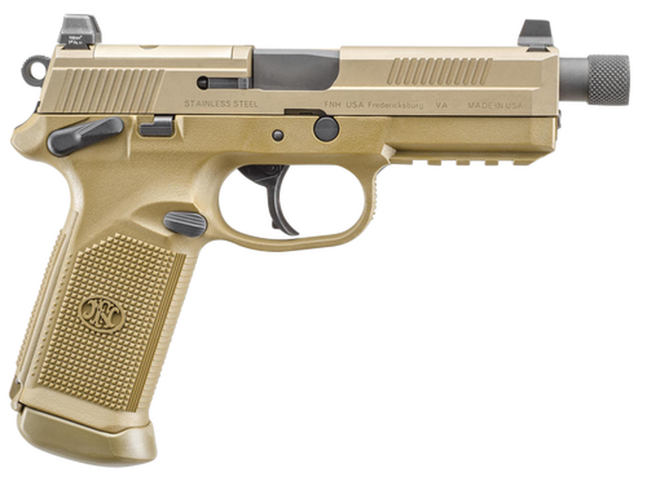 FN FNX-45 Vortex Venom Combo 45 ACP, 5.30" Threaded Barrel, Flat Dark Earth, Interchangeable Backstrap, 10rd