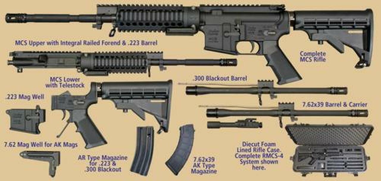 WINDHAM WEAPONRY MULTI-CALIBER RIFLE SYSTEM Kit: 5.56, 300BO & 7.62x39, Case