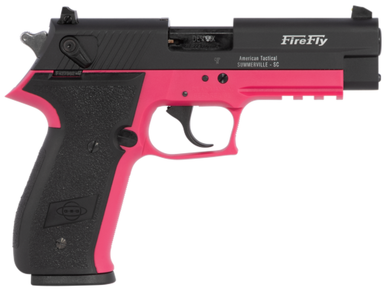 GSG FireFly, .22 LR, 4.9" Barrel, 10rd, SA/DA, Black Slide, Pink