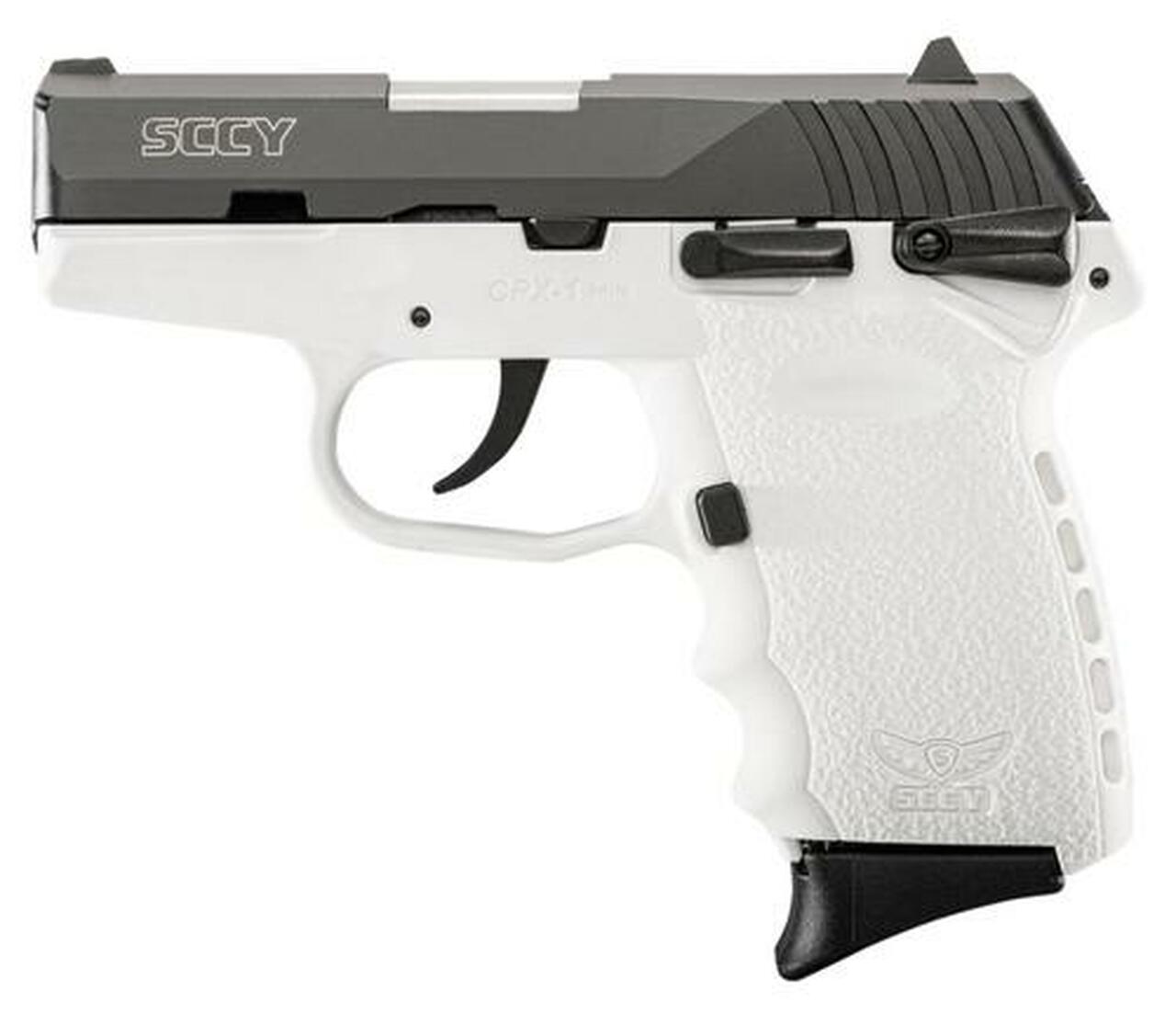 SCCY CPX1 9mm, 3.1" Barrel Ambo Safety White Polymer Frame 10rd Mag