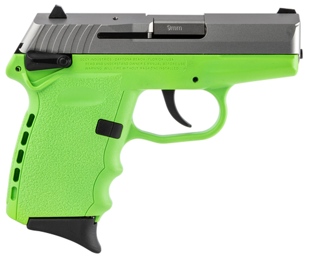 SCCY CPX-1 Carbon 9mm, 3.1" Barrel, Lime Grip, Stainless Steel Slide, 10rd